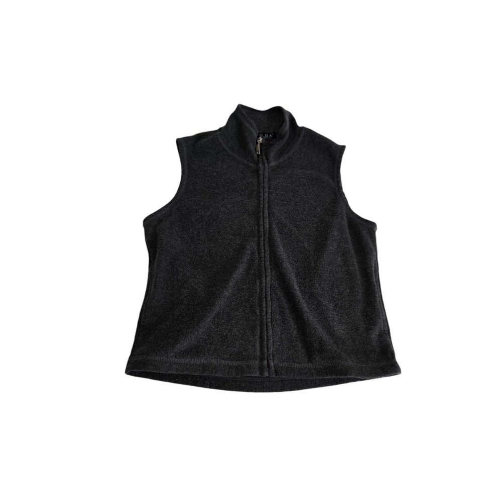 Fuda Womens Fleece Vest Size Small Gray Full Zip Mock Neck Zipper Pockets